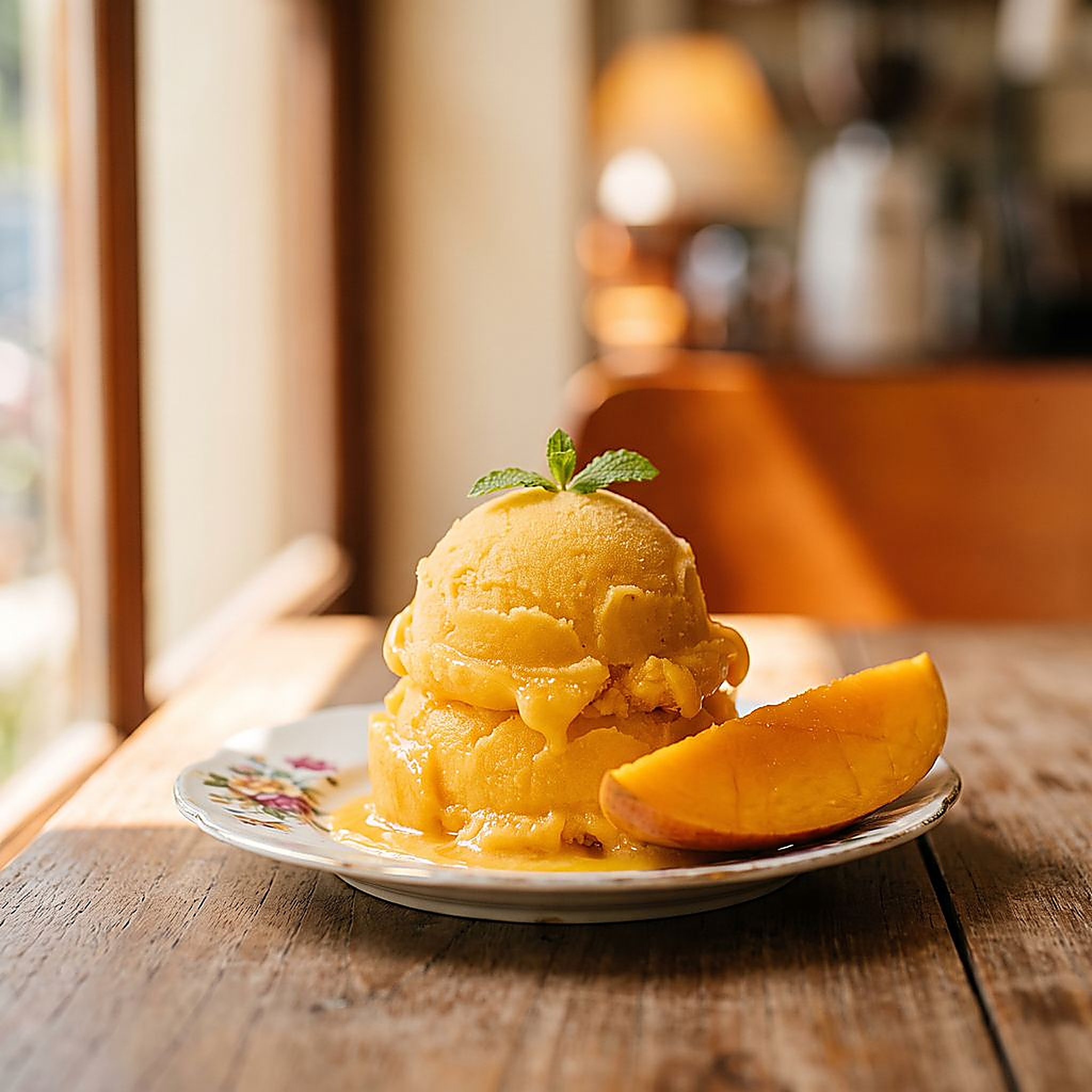 Mango sorbet scoop