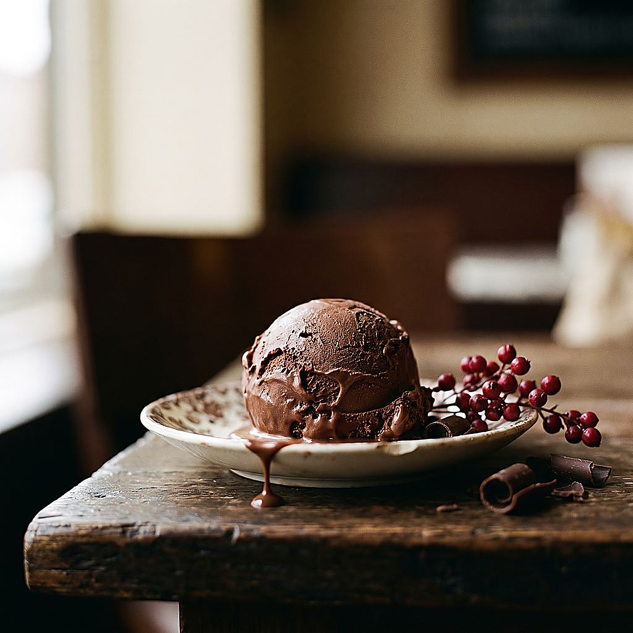 Chocolate ice cream scoop